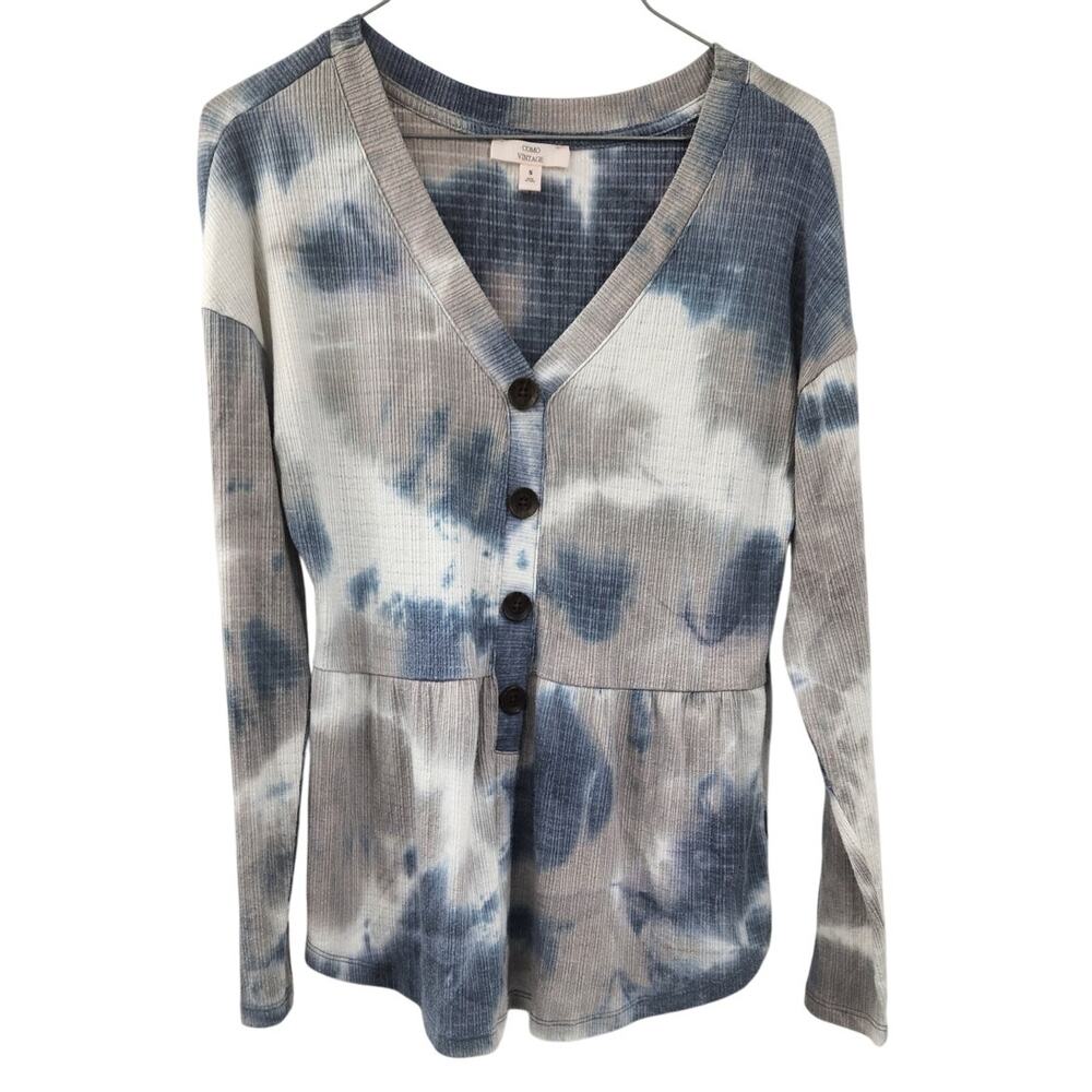 Como Vintage Long Sleeve Tie Dye Top Womens Size Small S